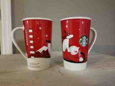 Lot of 2 Starbucks 2011 Dog & Boy Sled Red 16oz Bone China Christmas Coffee Mug  - Sold on eBay Nov, 29th 2018 for $17.99