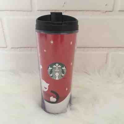 NEW Starbucks Holiday Snow Fun Travel Mug Tumbler 2011 Boy Sled Dog Christmas - Sold on eBay Nov, 29th 2018 for $18.99