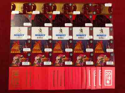 25 NEW STARBUCKS LUNAR NEW YEAR GIFT CARDS WITH SLEEVES 2014-2018 VERY LIMITED - Sold on eBay Dec, 1st 2018 for $14.99