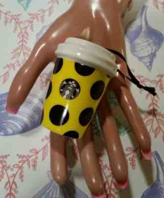 ?NWOB? STARBUCKS 2015 Yellow TUMBLER with Black Polka Dots CERAMIC Cup ORNAMENT  - Sold on eBay Dec, 2nd 2018 for $14.00