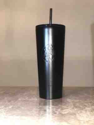 RARE New Starbucks STAINLESS STEEL BLACK MATTE  Cold Tumbler Venti 24oz w/ Straw - Sold on eBay Dec, 2nd 2018 for $32.99