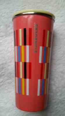 NEW 2018 Starbucks Stainless Steel Coral Tumbler Multi Colored Stripes 16oz - Sold on eBay Dec, 2nd 2018 for $19.00