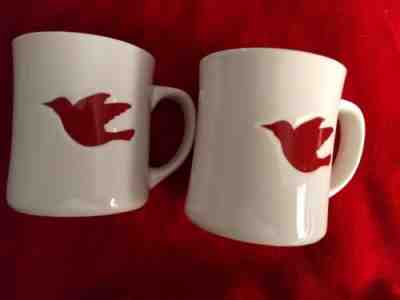 2 Starbucks Coffee Mug Cup Christmas Red Dove Bird 2008 Red White 12 oz - Sold on eBay Dec, 2nd 2018 for $10.00