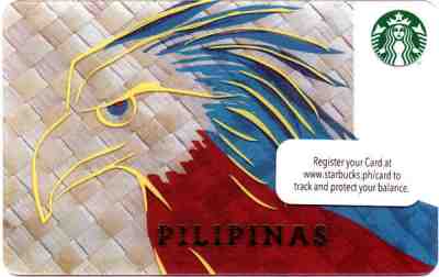 2014 Starbucks Philippines Pilipina Eagle Card - Mint - Pin covered - Sold on eBay Dec, 2nd 2018 for $7.77