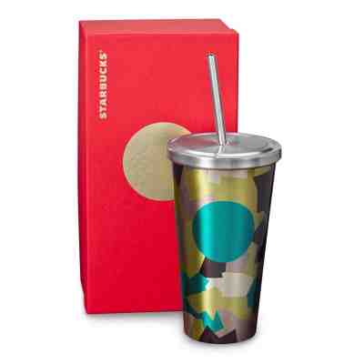 NEW Starbucks Camo Tumbler Stainless Steel Camouflage Metal Straw 18oz Grande - Sold on eBay Dec, 2nd 2018 for $19.99
