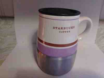 STARBUCKS COFFEE/TEA MUG-PURPLE STRIPE-METAL BOTTOM. - Sold on eBay Dec, 2nd 2018 for $6.00