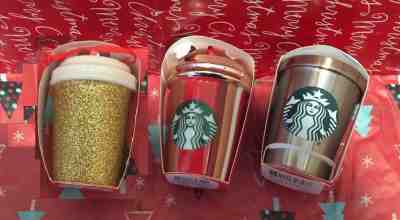 3 Starbucks 2018 Christmas Ornaments Gold+Stainless+ Stripe Cups Low WW Ship - Sold on eBay Dec, 2nd 2018 for $22.79