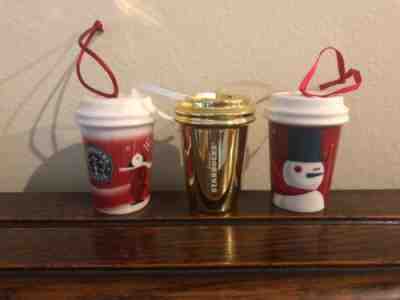 Three Starbucks Ceramic Coffee Cup Christmas Ornaments - Sold on eBay Dec, 2nd 2018 for $8.50