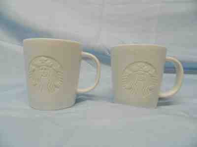 Pair Of Starbucks 2014 3oz Espresso Demi Cup White Etched Mermaid Logo  - Sold on eBay Dec, 2nd 2018 for $11.50