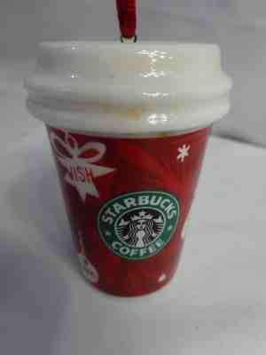 STARBUCKS Coffee Cup CHRISTMAS ORNAMENT Red 2009 Joy Porcelain 2 3/4" - Sold on eBay Dec, 2nd 2018 for $9.98