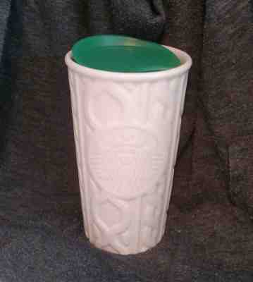 Starbucks 2016 Holiday Travel Tumbler Mug Ceramic White Cable Knit Sweater - Sold on eBay Dec, 2nd 2018 for $24.95