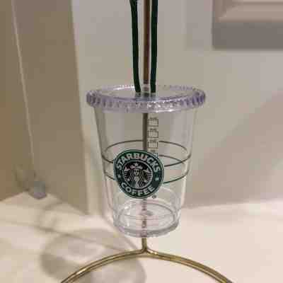 STARBUCKS 2009 COLD CUP CLEAR PLASTIC FRAPPUCCINO CHRISTMAS ORNAMENT - EUC - Sold on eBay Dec, 2nd 2018 for $7.75