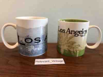 2 STARBUCKS LOS ANGELES COFFEE MUGS 2009 PALM TREES / SKYLINE COLLECTOR'S SERIES - Sold on eBay Dec, 2nd 2018 for $17.99