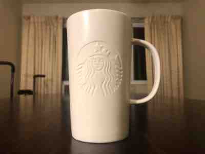 Starbucks Etched Mermaid Logo Matte White Ceramic Coffee Mug 16oz Cup 2014 - Sold on eBay Dec, 2nd 2018 for $19.00