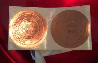 Lot Of 5 (10)Extremely Rare Vintage Embossed Copper Old Starbucks Logo Stickers - Sold on eBay Dec, 2nd 2018 for $4.99
