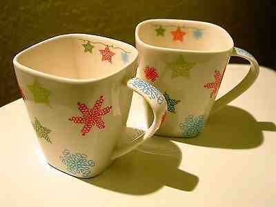 Starbucks 2005 Winter Holiday Snowflakes Stars Mug Coffee Cup Set 2 Christmas  - Sold on eBay Dec, 2nd 2018 for $4.80