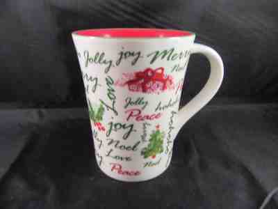 NEW STARBUCKS HOLIDAY MUG 2007 Red Lined Love Joy Peace Noel Jolly Merry Hohoho - Sold on eBay Dec, 2nd 2018 for $5.99