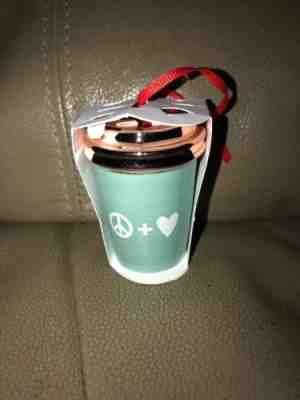 Starbucks 2017 Christmas Holiday Peace Love Heart Ceramic Cup Ornament Green NEW - Sold on eBay Dec, 2nd 2018 for $3.50