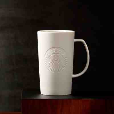 NEW Starbucks Etched Mermaid Logo Matte White Ceramic Coffee Mug 12 oz Cup 2014 - Sold on eBay Dec, 2nd 2018 for $12.80