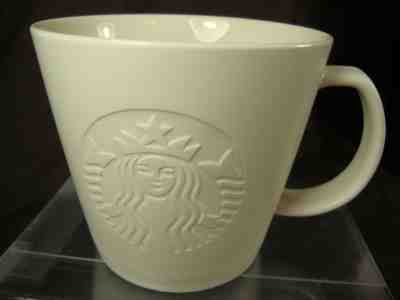 Starbucks 2015 Coffee Mug Tea Cup Embossed Siren Mermaid Logo Matte White 12 oz - Sold on eBay Dec, 2nd 2018 for $24.00