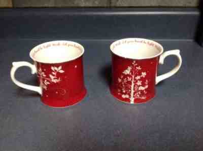 TWO 2009 Starbucks Christmas Red White Let Your Heart Be Light Wish Rosanna MUGS - Sold on eBay Dec, 2nd 2018 for $30.00