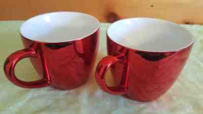 Starbucks Coffee Mugs Cups Set of 2 Red Metallic Starbuck Mugs - Limited Edition - Sold on eBay Dec, 2nd 2018 for $34.99