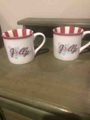 2 Starbucks Coffee Mugs Christmas Holiday Jolly 2007 14 oz Peppermint Candy New - Sold on eBay Dec, 2nd 2018 for $9.99