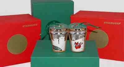 STARBUCKS - 2016 - Fox & Polar Bear Ceramic Christmas Ornaments *SOLD OUT *NEW - Sold on eBay Dec, 2nd 2018 for $39.99