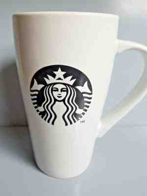 Starbucks Classic Tall White Coffee Mug Cup Black Mermaid Logo 18 Oz 2014 - Sold on eBay Dec, 2nd 2018 for $5.95