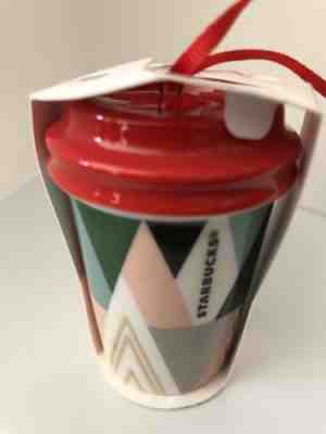 Starbucks Geometric Trees with Red Top Holiday Christmas Tree Ornament 2017 - Sold on eBay Dec, 2nd 2018 for $4.40