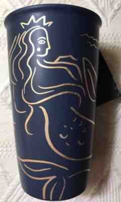 Starbucks Mermaid Siren Anniversary 2017 Blue  Ceramic Travel Cup Lid 10 Oz New - Sold on eBay Dec, 2nd 2018 for $44.95