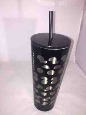 New STARBUCKS Cup Black & Silver STAINLESS Steel Tumbler W/ Straw - Sold on eBay Dec, 2nd 2018 for $17.00
