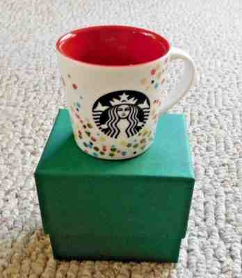 Starbucks White Confetti  Demitasse Cup Holiday 2016 Mini Espresso Mug 3oz NIB - Sold on eBay Dec, 2nd 2018 for $8.99