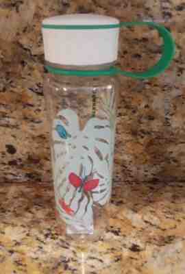 Starbucks 18oz Water Bottle Nature Green Fern Leaves Butterflies Insects  - Sold on eBay Dec, 2nd 2018 for $11.55