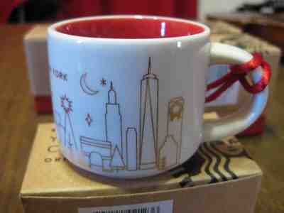 (4) STARBUCKS NEW YORK CITY You Are Here Ornaments NYC 2013 Red Gold LOT - Sold on eBay Dec, 2nd 2018 for $14.00
