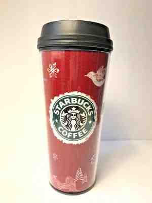Starbucks Christmas Tumbler Mug Coffee Cup Red Snowflakes Deer 12oz Travel 2008 - Sold on eBay Dec, 2nd 2018 for $9.95