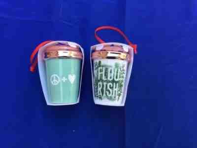 2 Starbucks 2017 Holiday Christmas Ornaments Peace + Love & Flourish Both ar NEW - Sold on eBay Dec, 2nd 2018 for $15.00