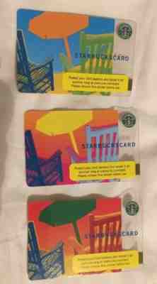 Starbucks USA 3 Gift Card Summer Umbrellas Ltd Edition Cards Rare Set Lot - Sold on eBay Dec, 2nd 2018 for $11.99