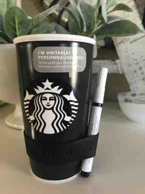 Starbucks Travel Mug Writable Mat Black Siren Mermaid Traveler Tumbler 12 oz