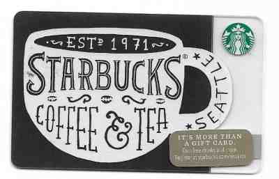 2014 Starbucks Card ~ Traditional, Seattle, Coffee Cup, Established 1971 - Sold on eBay Nov, 2nd 2018 for $4.50