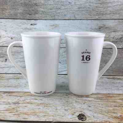 2 Large STARBUCKS Coffee GRANDE Mugs Cups 16oz 2010 EST 1971 White 5.75" Tall - Sold on eBay Nov, 1st 2018 for $22.94