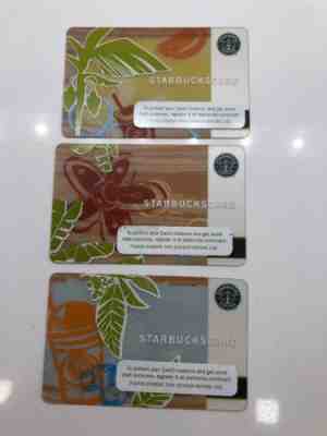 3 x STARBUCKS GIFT CARD 2006 SUMMER TRIO" Banana Frappuccino Flower  SET LOT NEW - Sold on eBay Dec, 2nd 2018 for $5.00