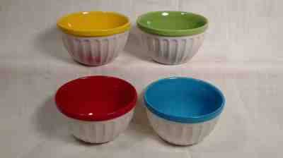 Starbucks Ribbed Ice Cream Bowl Set of 4, Blue, Red, Yellow, Green Trim - Mint! - Sold on eBay Dec, 2nd 2018 for $20.00
