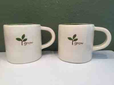 Pair of Starbucks Coffee Mug Grow Leaves Green Interior Spring Earth Day 2008 - Sold on eBay Dec, 3rd 2018 for $26.99