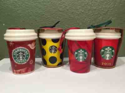 Lot of 4 Starbucks Christmas Ornaments Tumbler Mug 2008 2014 2015 Dots - Sold on eBay Dec, 2nd 2018 for $24.99