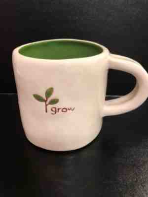 Starbucks Coffee Company Green Grow Mug 2008 Hand-Painted 10oz Sprouting Leaves - Sold on eBay Dec, 2nd 2018 for $9.99