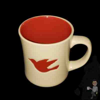 Starbucks Coffee Tea Mug Cup 2008 White w/ Red Embossed Dove Peace Bird 12 oz  - Sold on eBay Dec, 2nd 2018 for $3.50