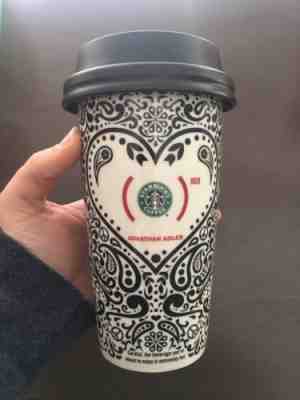 Starbucks 2010 Jonathan Adler Travel Red Heart Paisley Tea Coffee Mug Tumbler - Sold on eBay Dec, 2nd 2018 for $9.60