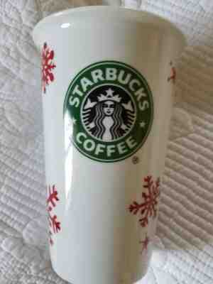 Starbucks 2010 Red Snowflakes Mermaid Heavy Travel Mug - Sold on eBay Nov, 27th 2018 for $7.99