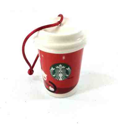 Starbucks  Logo Ceramic Coffee Cup Christmas Tree Ornament Red Cord Hanger 2011 - Sold on eBay Dec, 2nd 2018 for $9.99